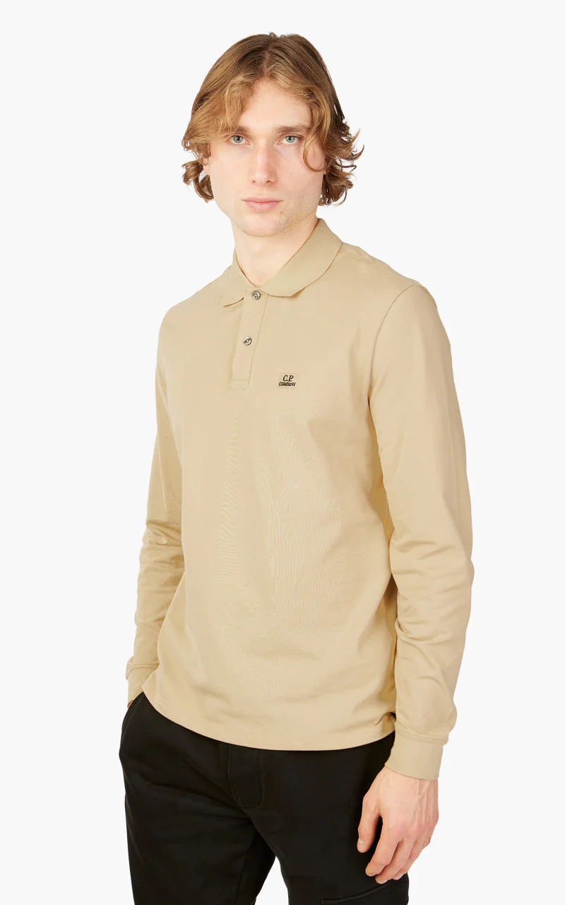C.P. Company Stretch Piquet Long Sleeved Polo Shirt Mojade - Image 4