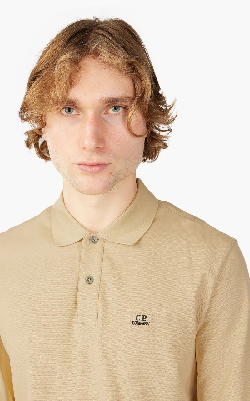 C.P. Company Stretch Piquet Long Sleeved Polo Shirt Mojade - Image 5