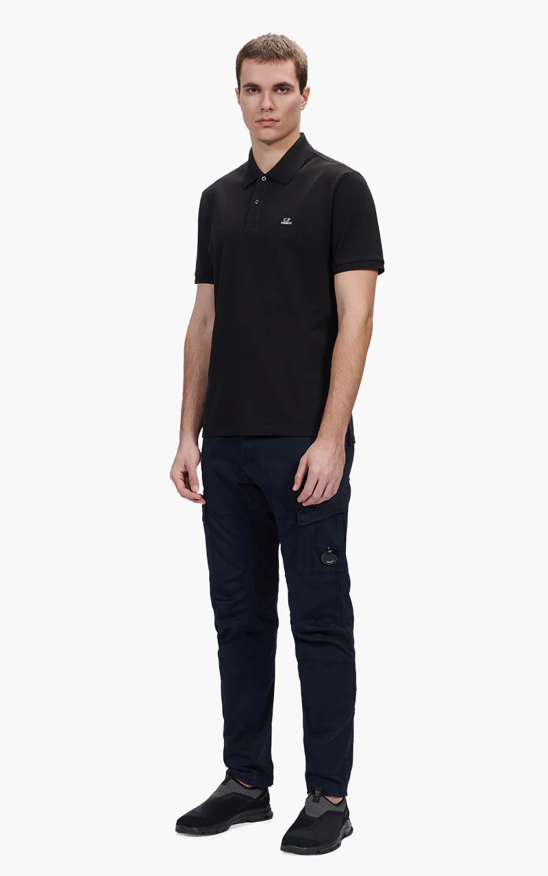 C.P. Company Stretch Piquet Polo Shirt Black - Image 2