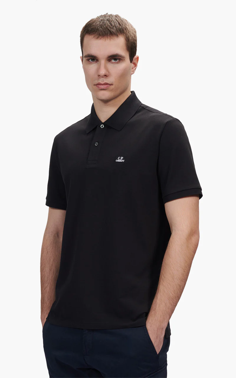 C.P. Company Stretch Piquet Polo Shirt Black - Image 4