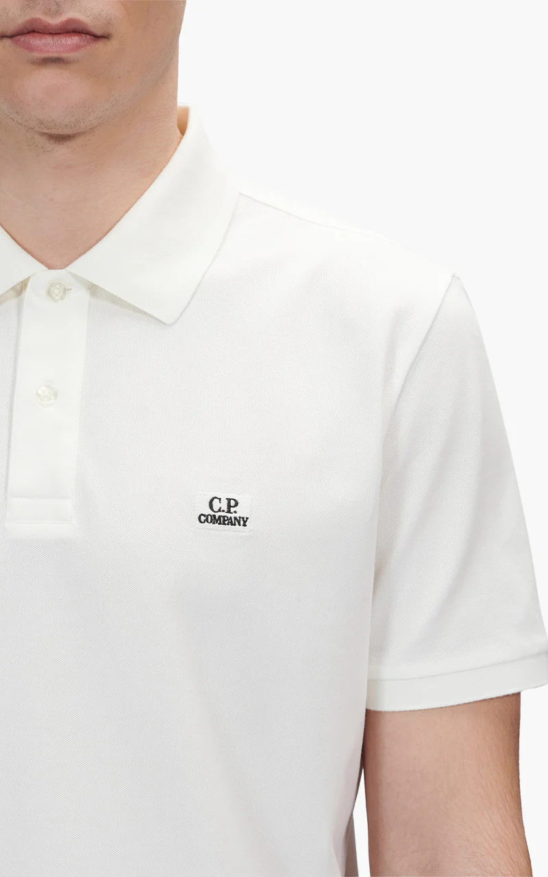C.P. Company Stretch Piquet Polo Shirt Gauze White - Image 3