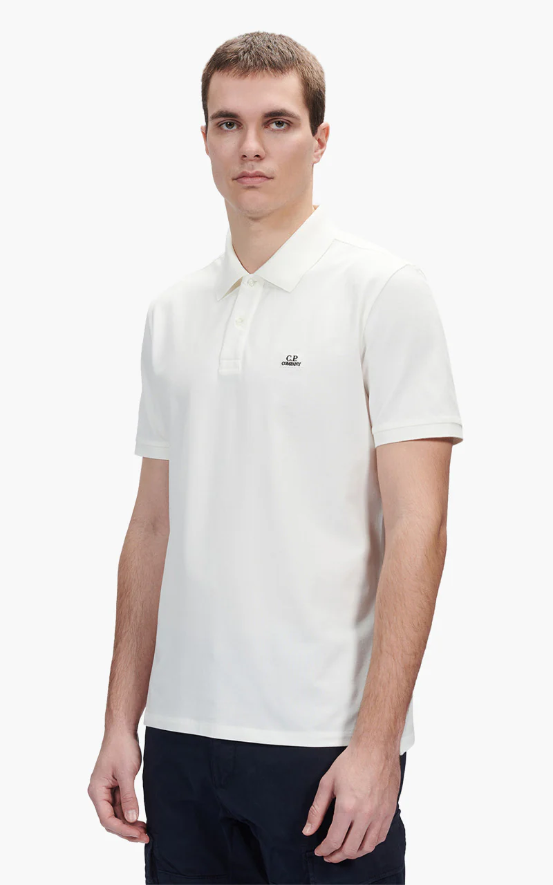 C.P. Company Stretch Piquet Polo Shirt Gauze White - Image 4