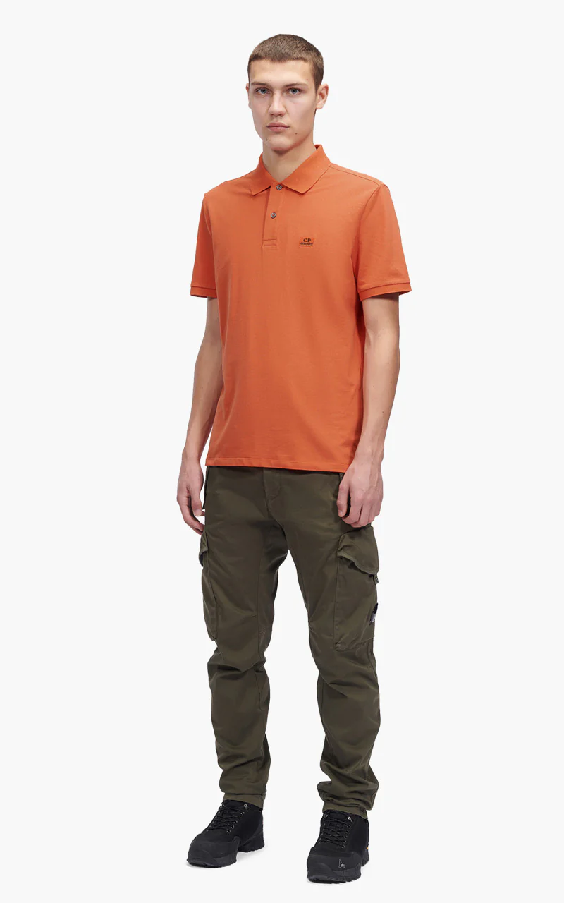 C.P. Company Stretch Piquet Polo Shirt Harvest Pumpkin Orange - Image 2