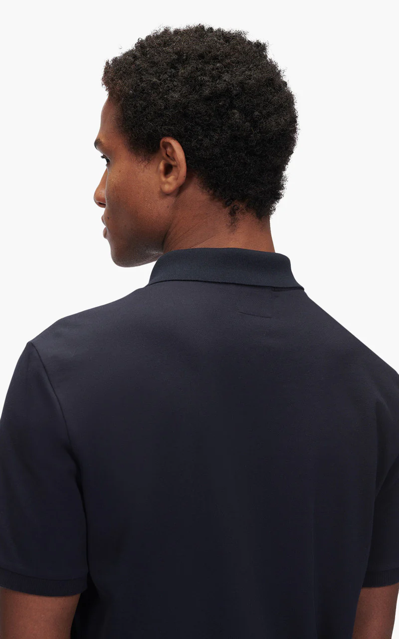 C.P. Company Stretch Piquet Slim Zipped Polo Shirt Total Eclipse - Image 6