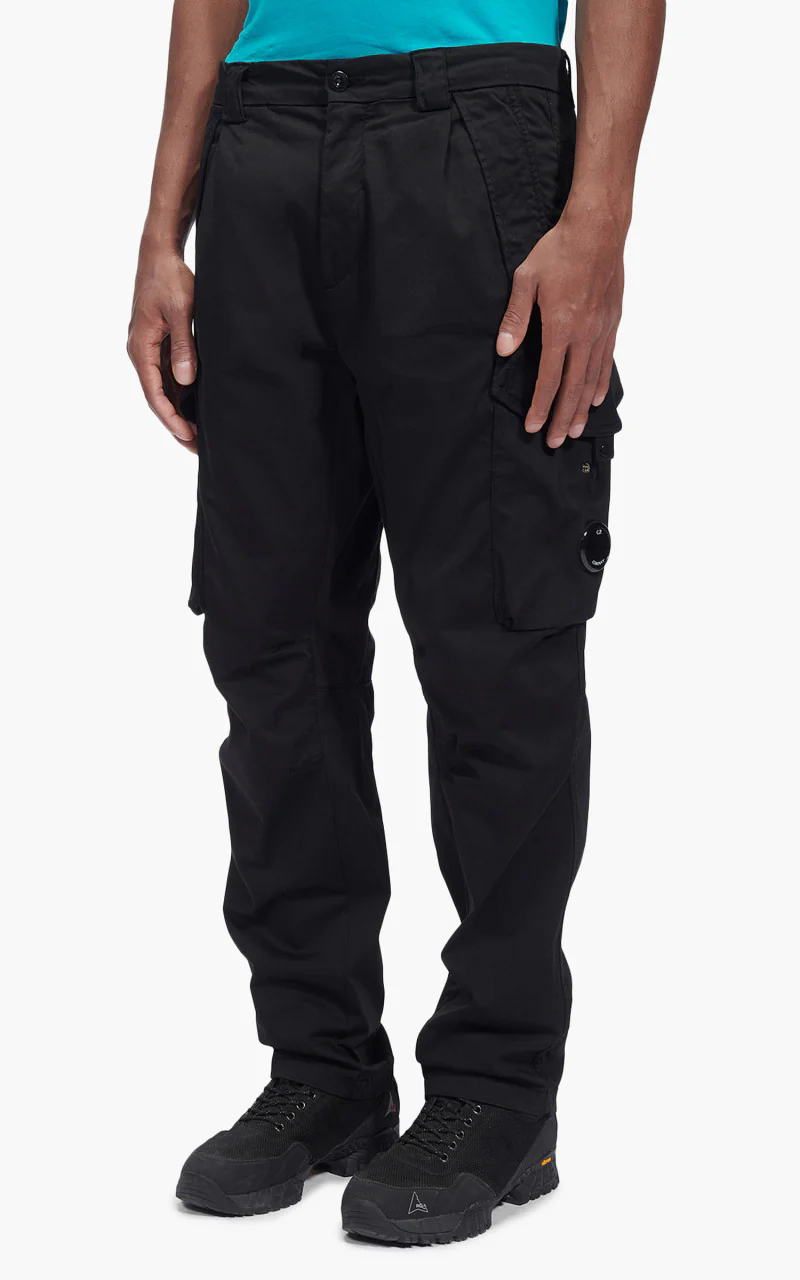 C.P. Company Stretch Sateen Loose Fit Cargo Pants Black - Image 3
