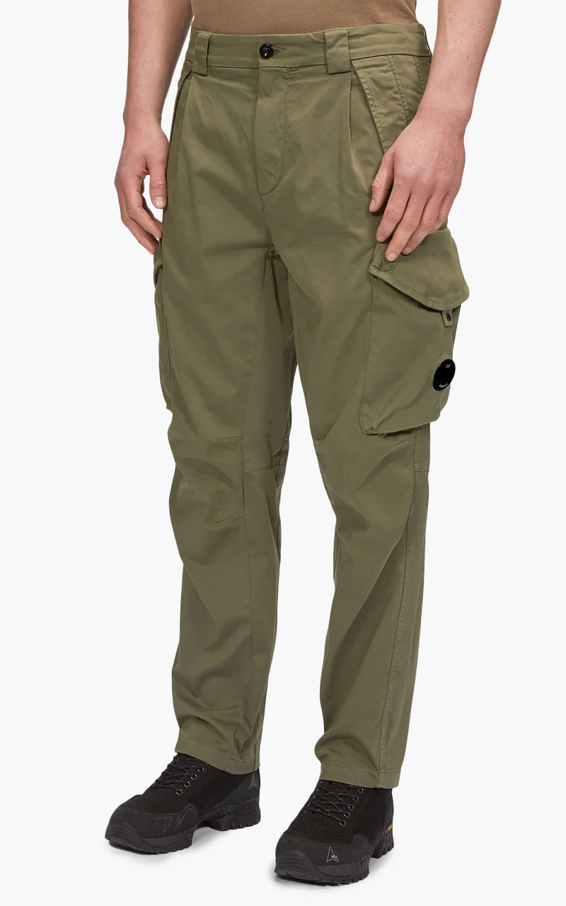 C.P. Company Stretch Sateen Loose Fit Cargo Pants Bronze Green - Image 3