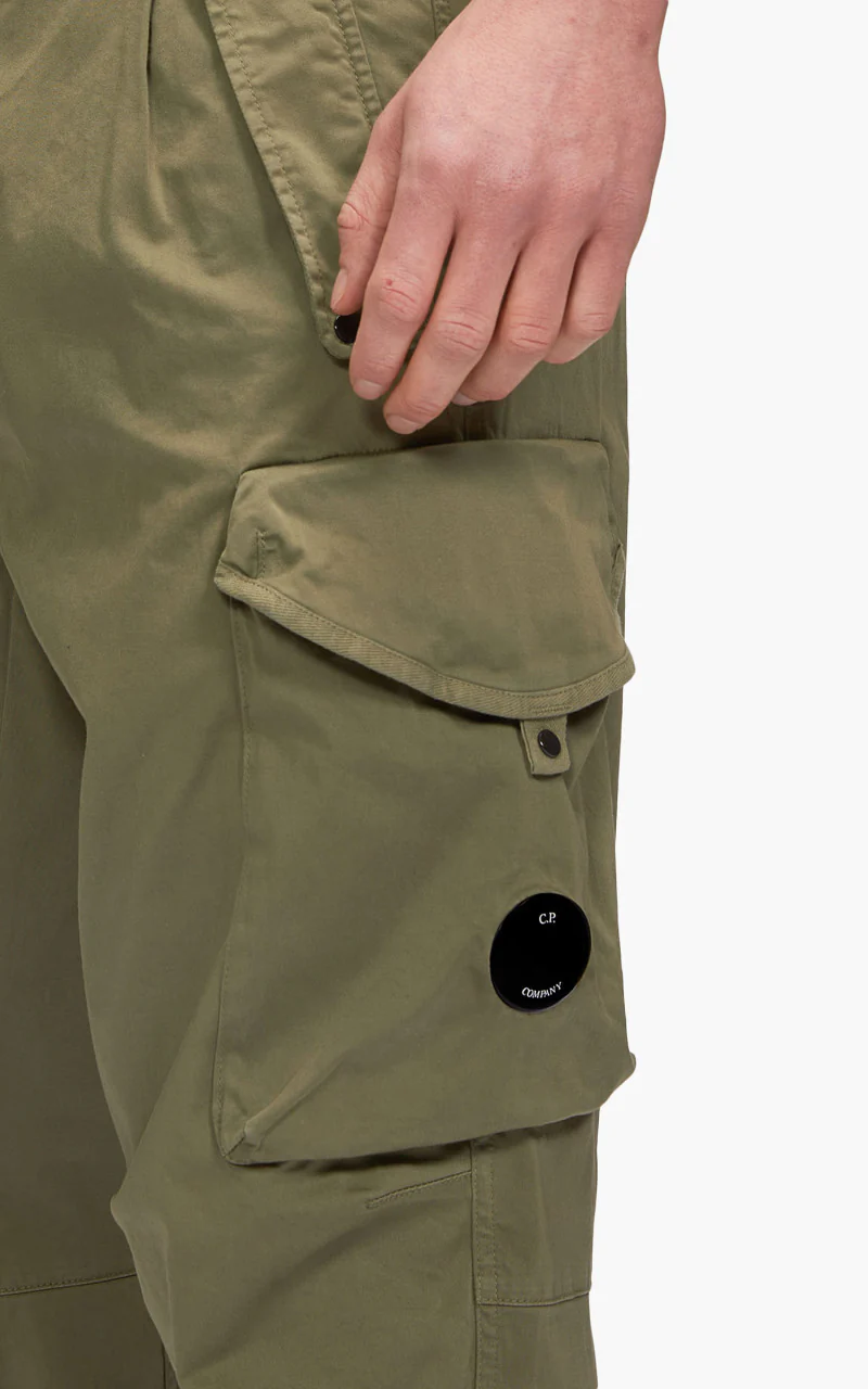 C.P. Company Stretch Sateen Loose Fit Cargo Pants Bronze Green - Image 4