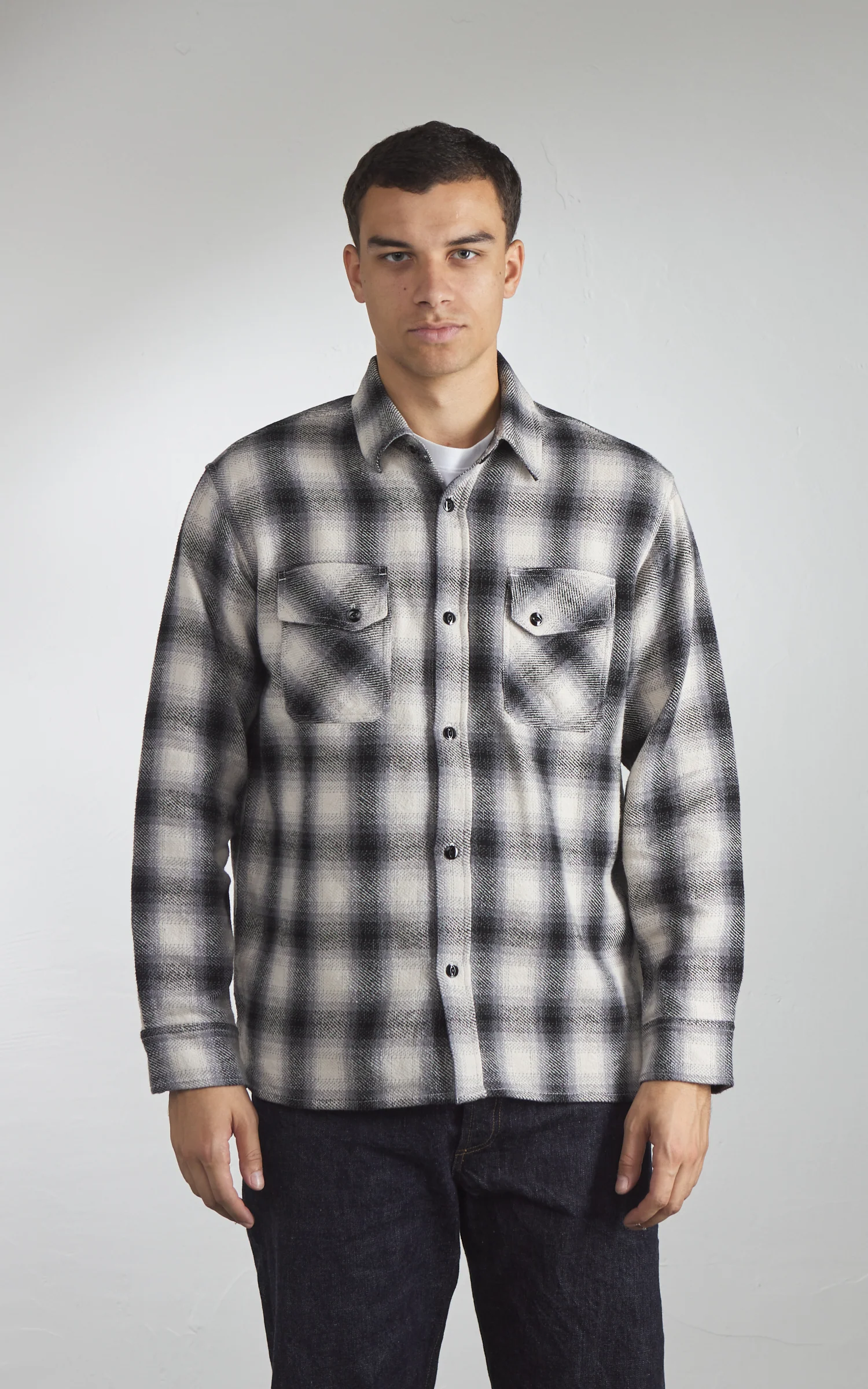 3sixteen Crosscut Flannel Plaid Cream/Black - Image 2