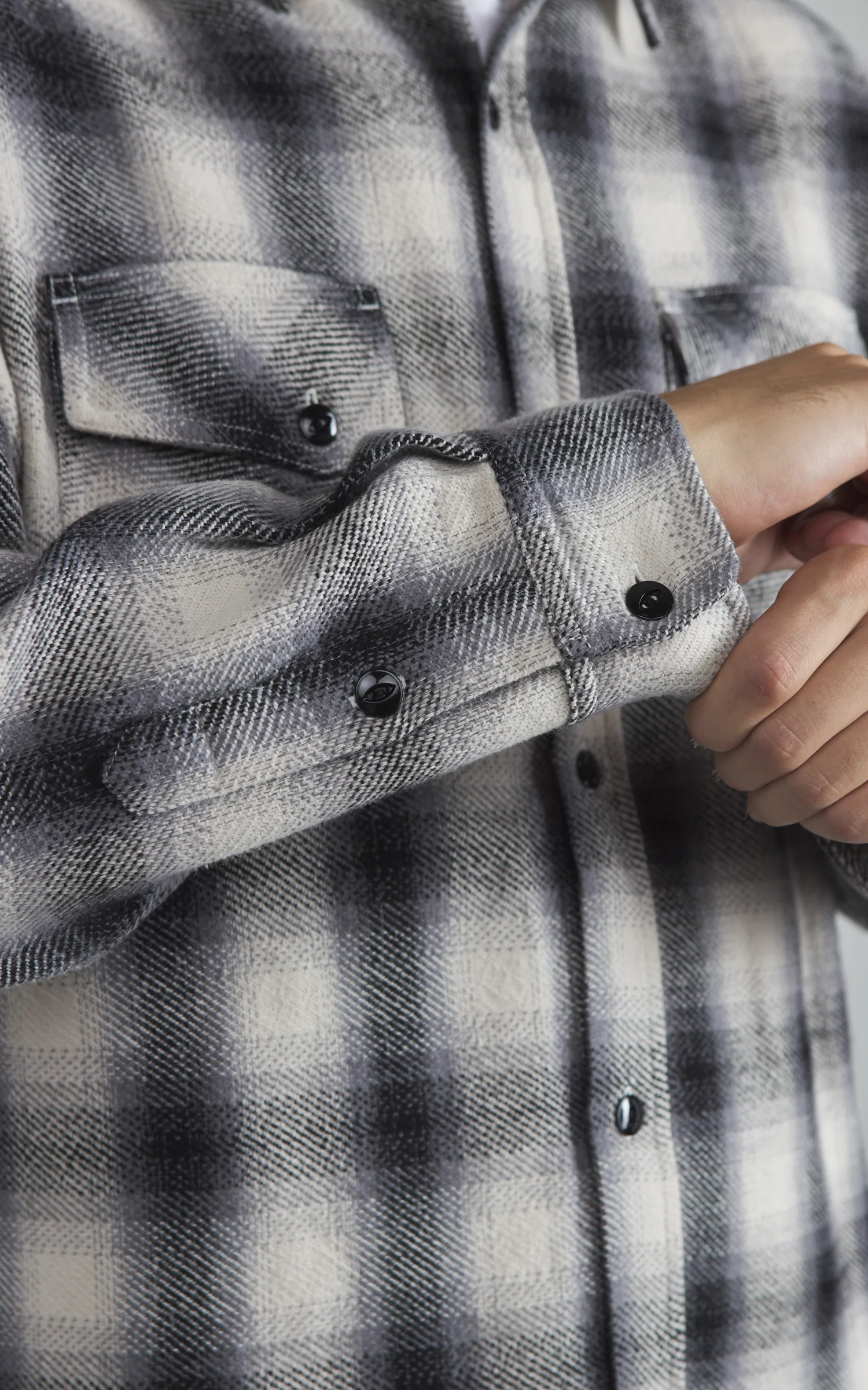 3sixteen Crosscut Flannel Plaid Cream/Black - Image 6