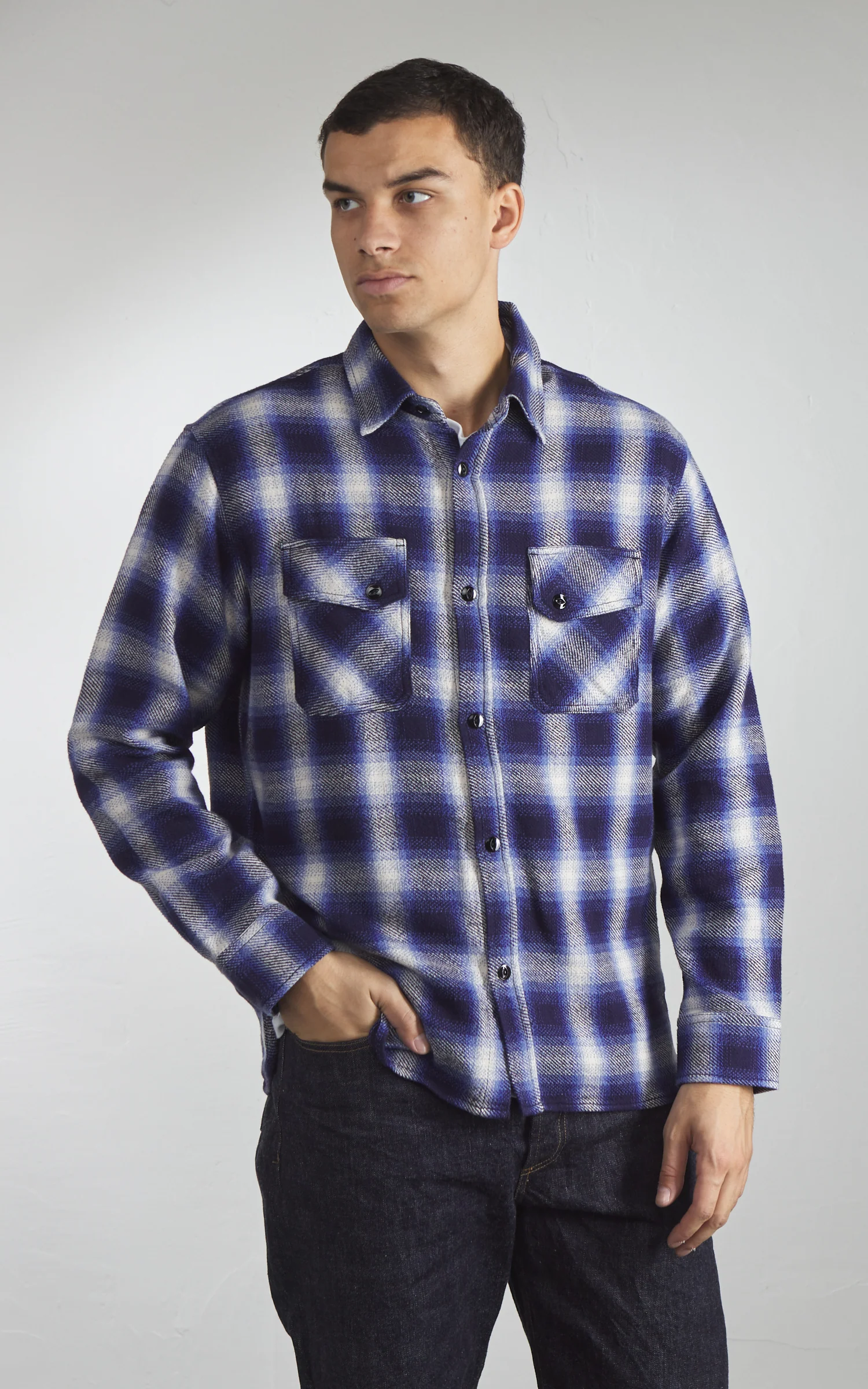 3sixteen Crosscut Flannel Plaid Royal Blue - Image 4