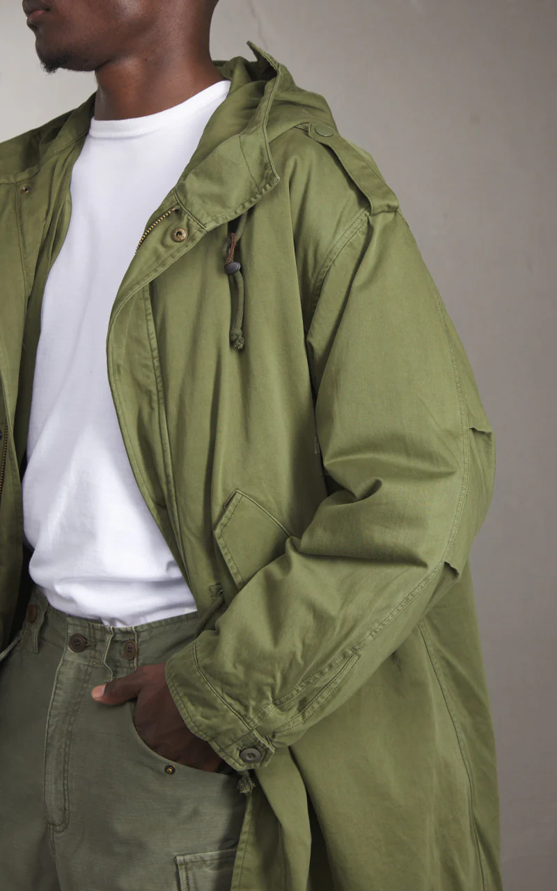 Denham Archive Fishtail Parka Japan Cotton Nylon Army Green - Image 4