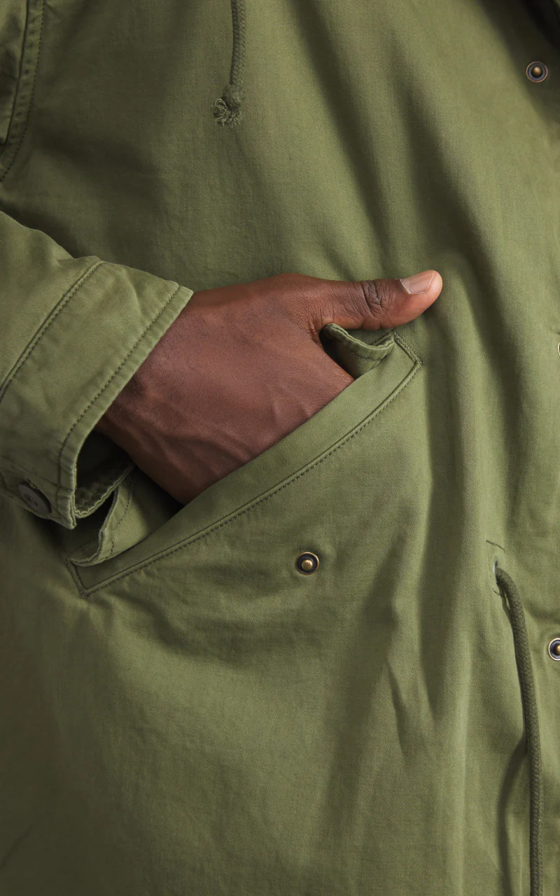 Denham Archive Fishtail Parka Japan Cotton Nylon Army Green - Image 8