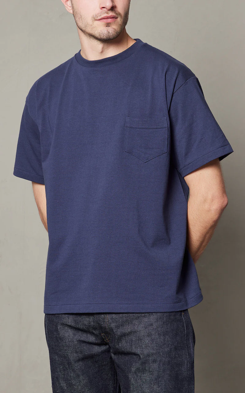Denime Lot 263 Crew Neck Pocket T-Shirt Navy - Image 2