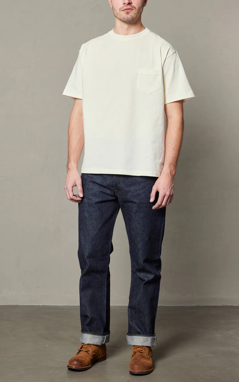 Lot 263 Crew Neck Pocket T-Shirt Off White - Image 2