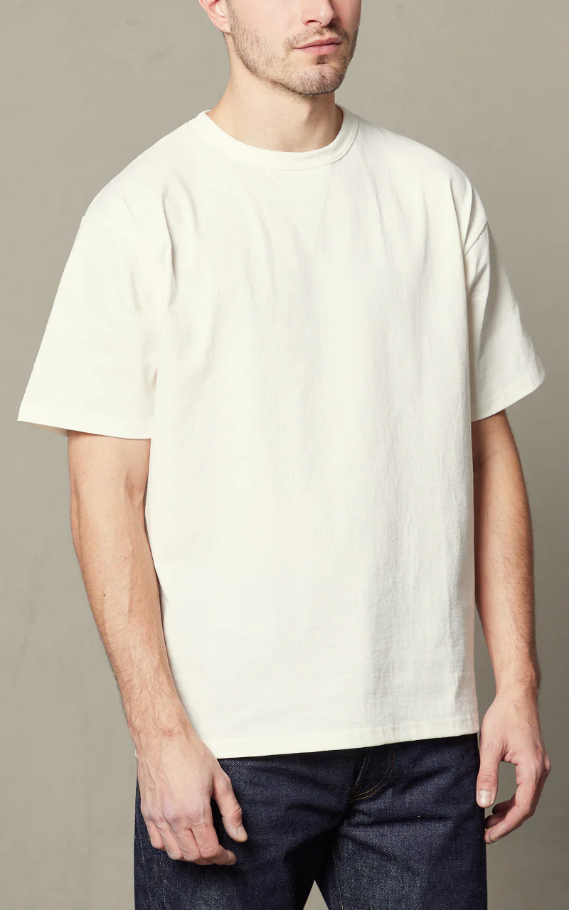 Lot 267 Front V Gusset Crew Neck T-Shirt Off White - Image 2