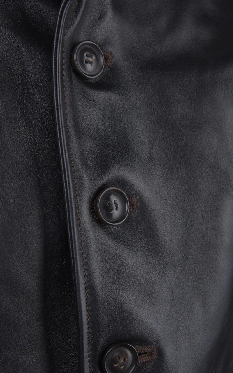Double Helix Classic 1920s Horsehide Leather Jacket Black - Image 10