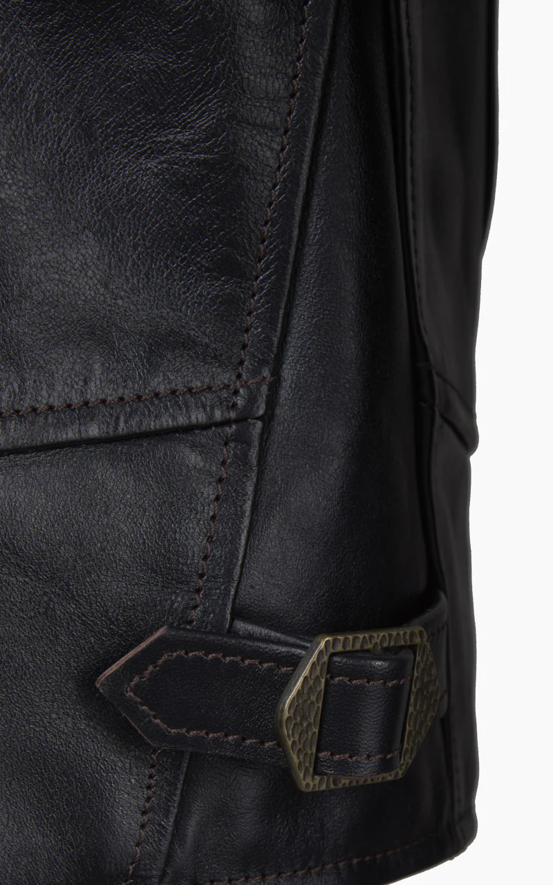 Double Helix Classic 1920s Horsehide Leather Jacket Black - Image 11