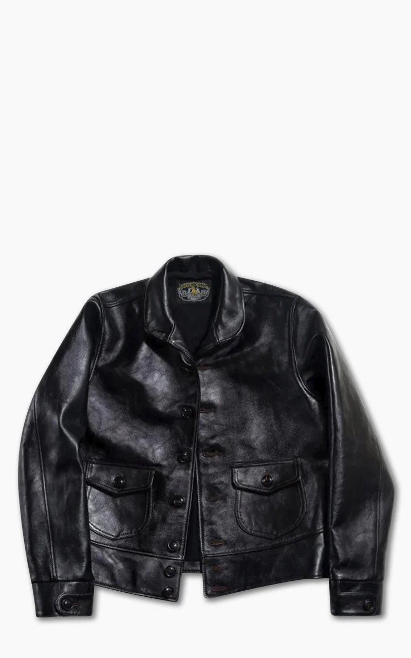 Double Helix Classic 1920s Horsehide Leather Jacket Black - Image 12