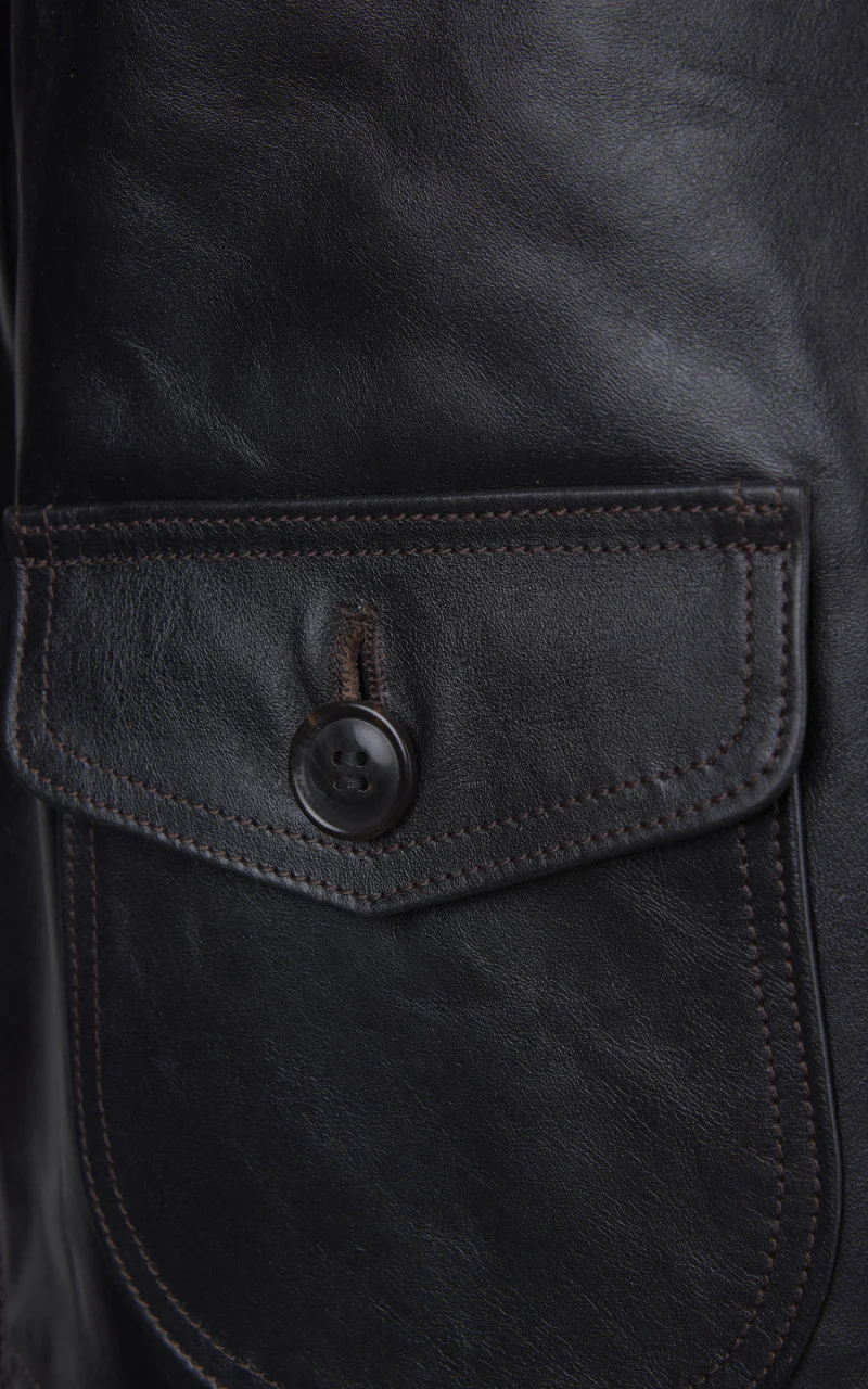 Double Helix Classic 1920s Horsehide Leather Jacket Black - Image 9