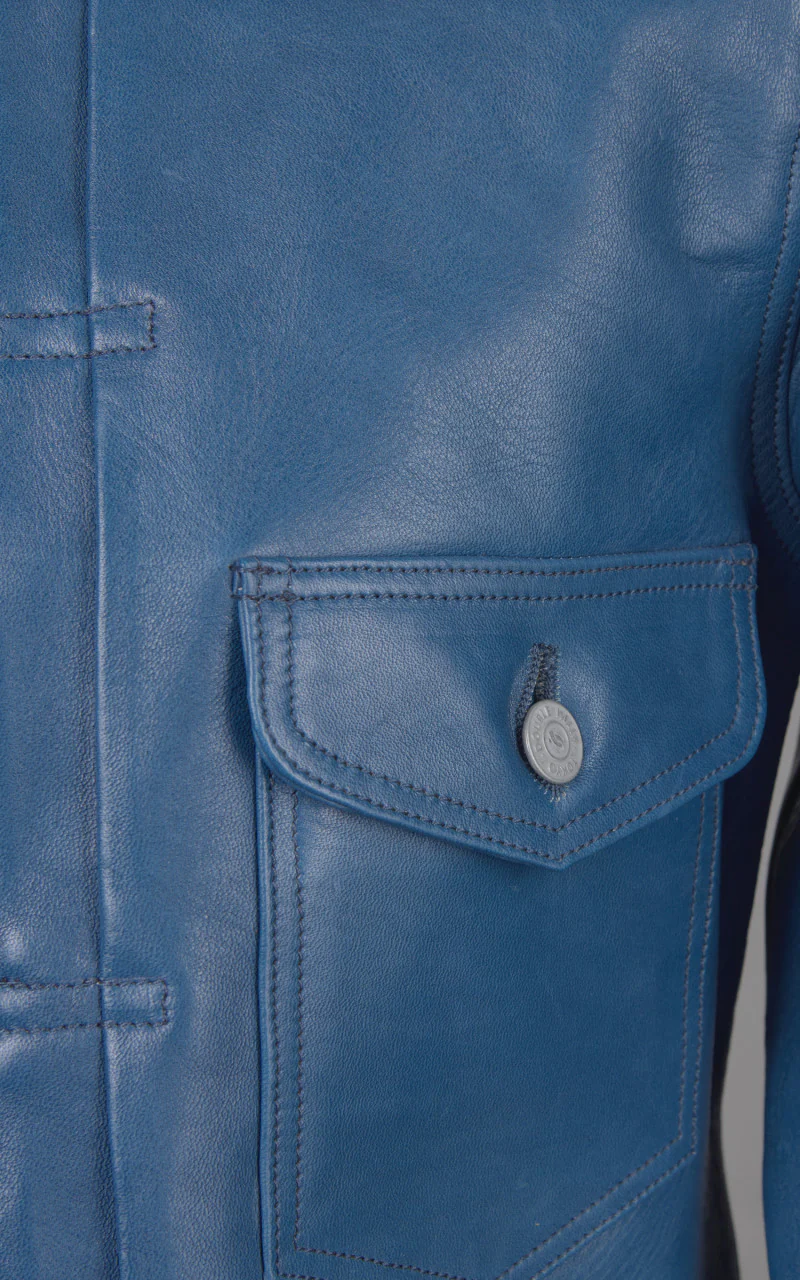 Double Helix Gold Digger Horsehide Leather Jacket Indigo - Image 5