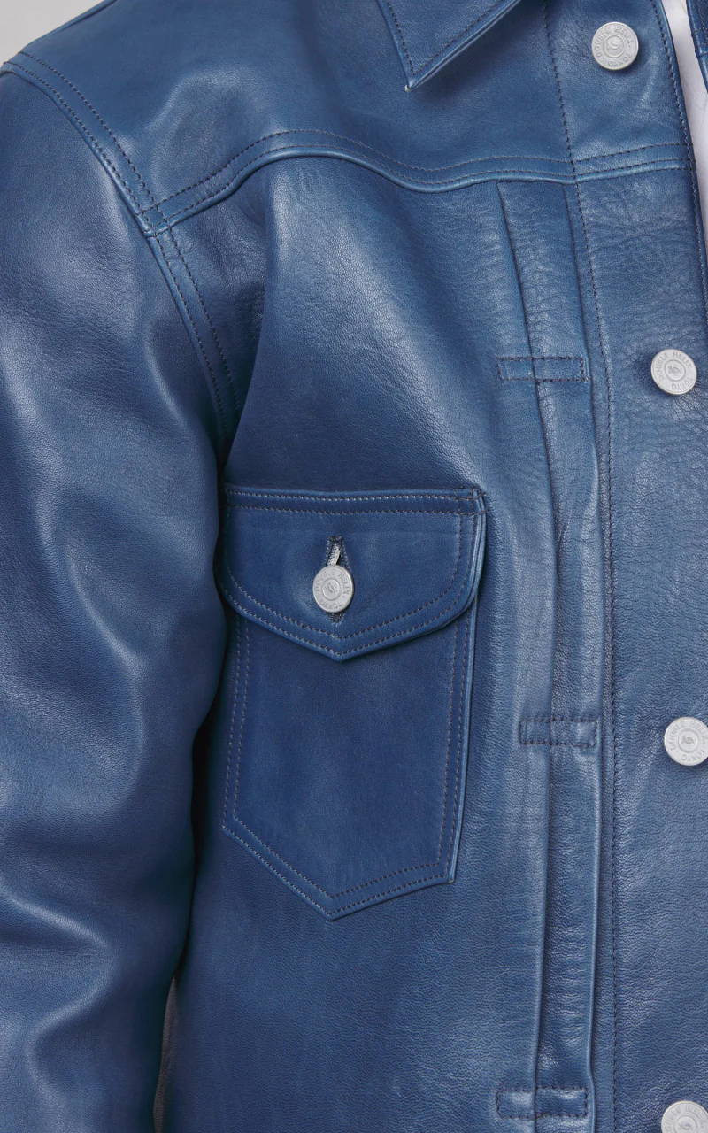 Double Helix Gold Digger Horsehide Leather Jacket Indigo - Image 7