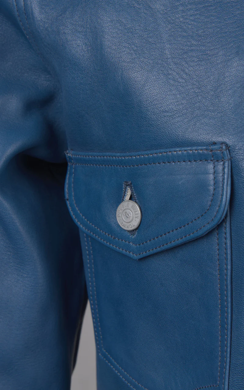 Double Helix Gold Digger Horsehide Leather Jacket Indigo - Image 9