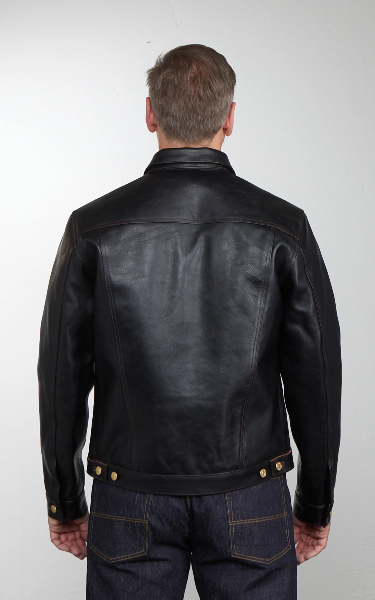 Double Helix Western Pioneer Horsehide Leather Jacket Black - Image 5