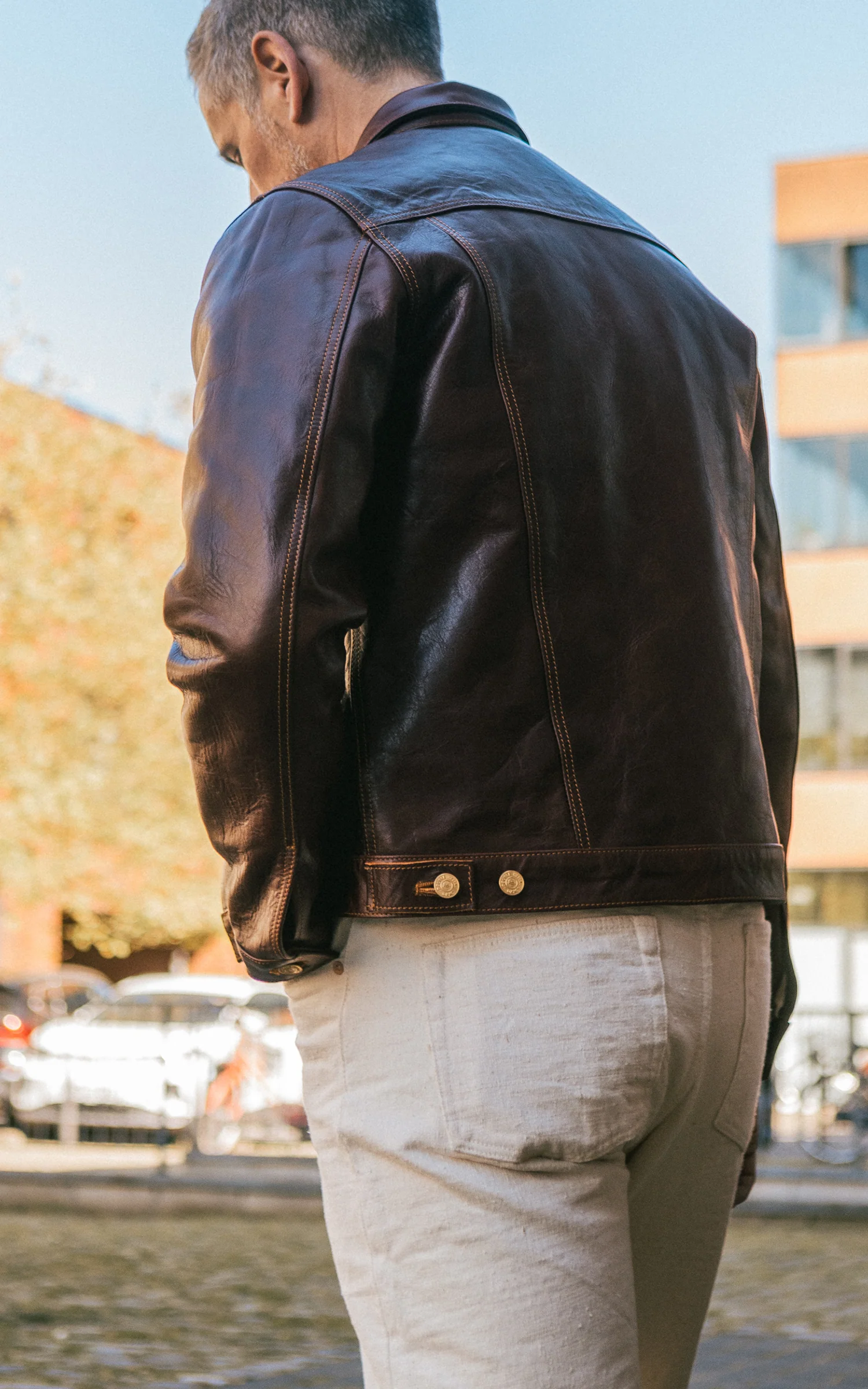 Double Helix Western Pioneer Horsehide Leather Jacket Burgundy - Image 3