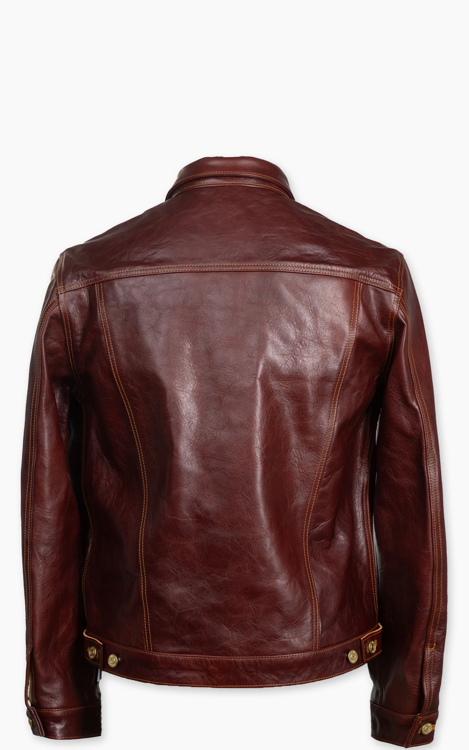 Double Helix Western Pioneer Horsehide Leather Jacket Burgundy - Image 7