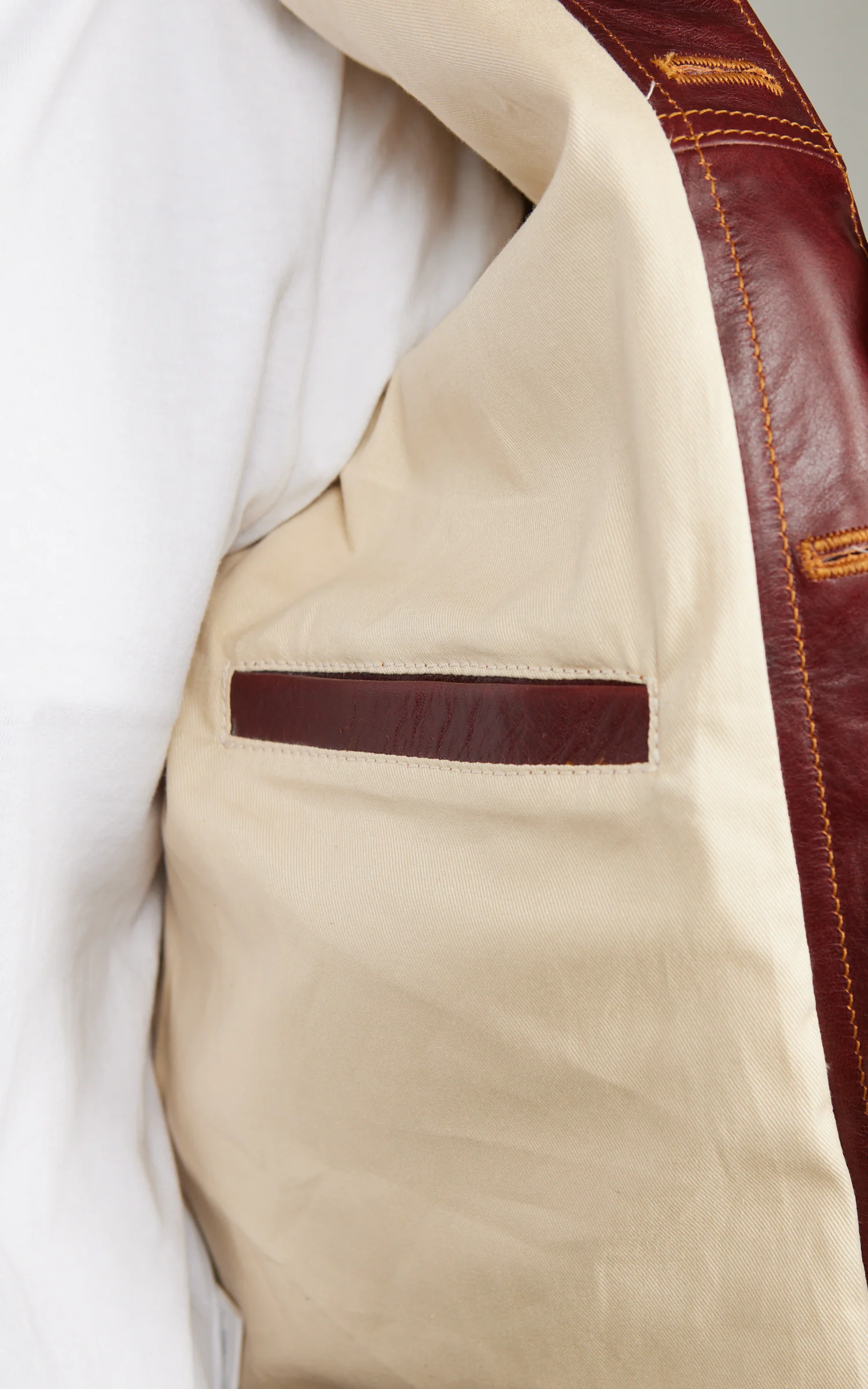 Double Helix Western Pioneer Horsehide Leather Jacket Burgundy - Image 9