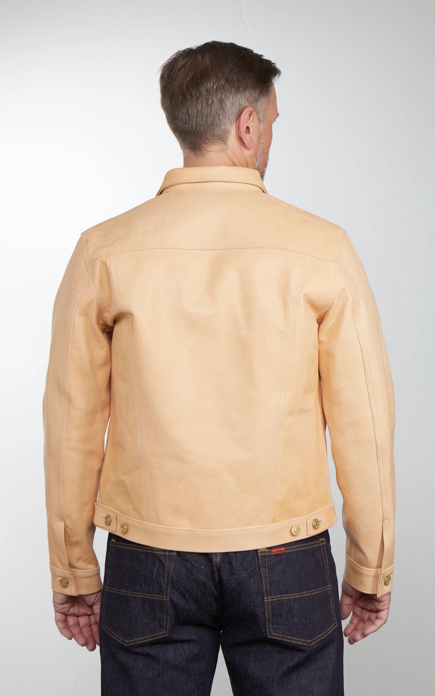 Double Helix Western Pioneer Horsehide Leather Jacket Natural - Image 3