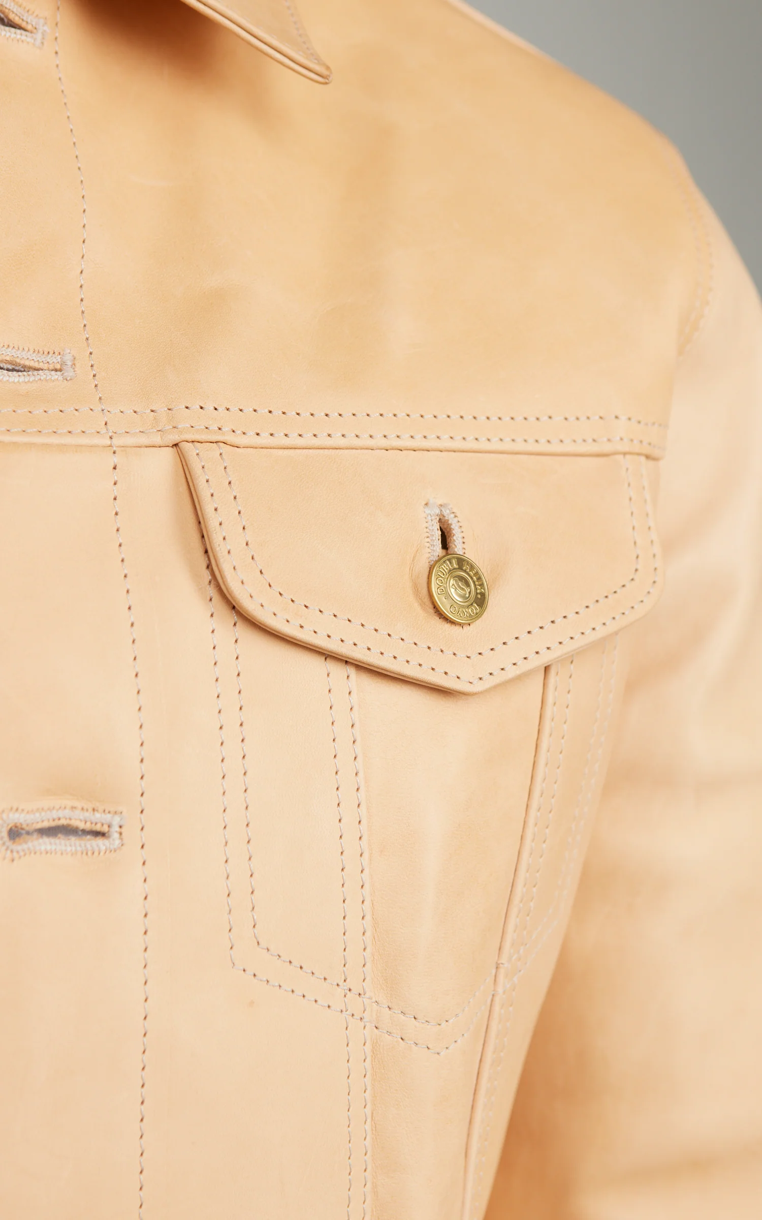 Double Helix Western Pioneer Horsehide Leather Jacket Natural - Image 4
