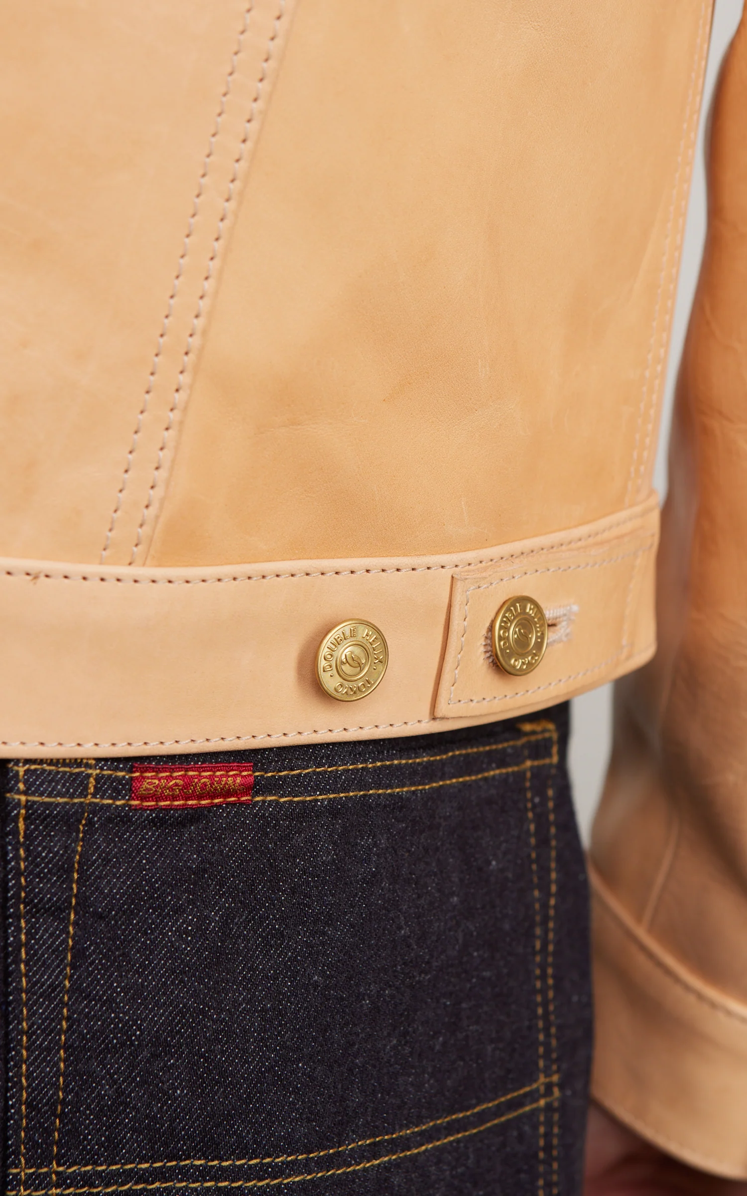 Double Helix Western Pioneer Horsehide Leather Jacket Natural - Image 6