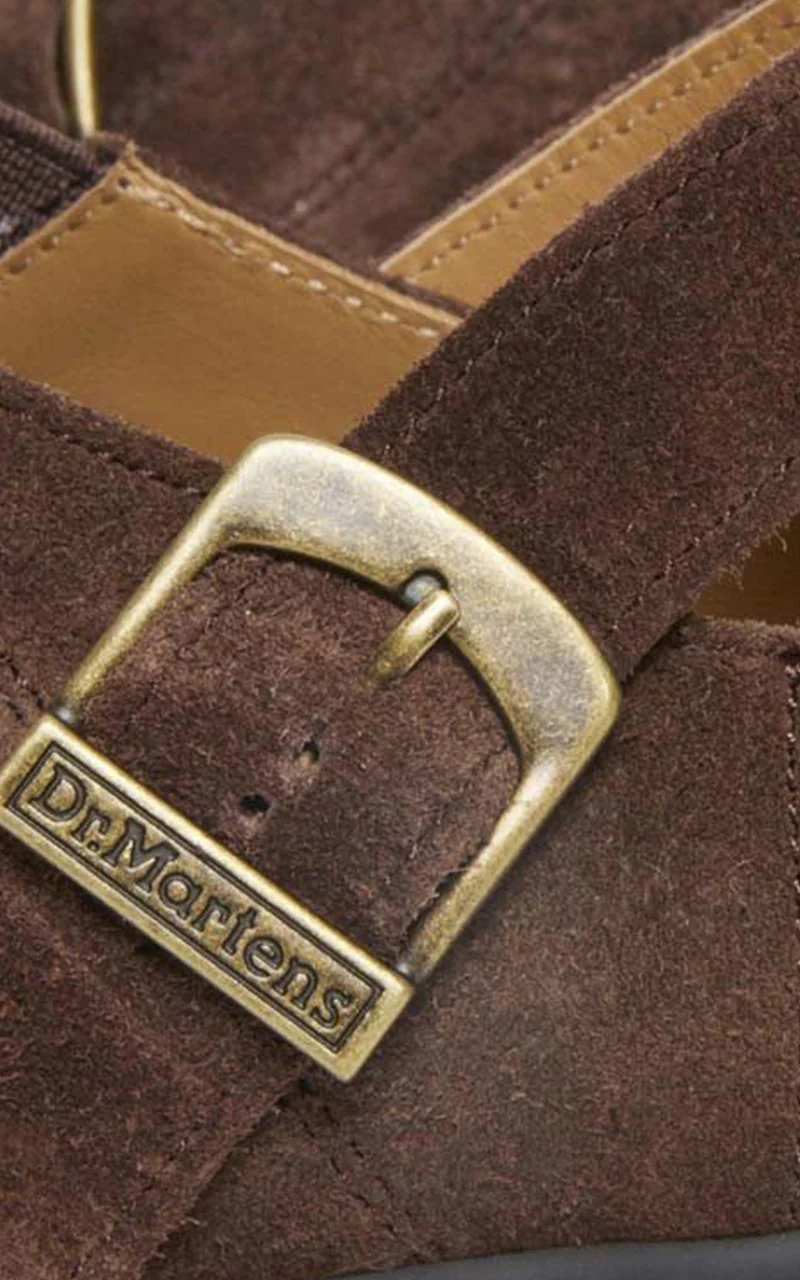 Dr. Martens Isham Buckle Mule Desert Oasis Suede Dark Brown - Image 6
