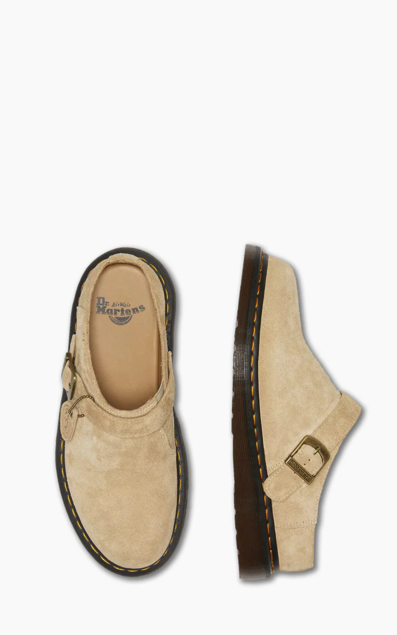 Dr. Martens Isham Buckle Mule Desert Oasis Suede Parchment - Image 6