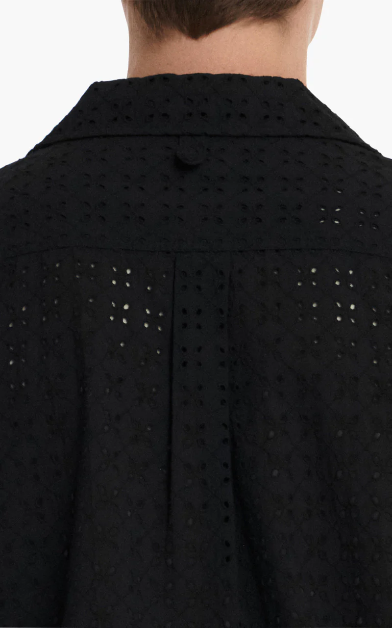 Eastlogue Mechanic Zip-Up Half Shirt Black Crochet - Image 5