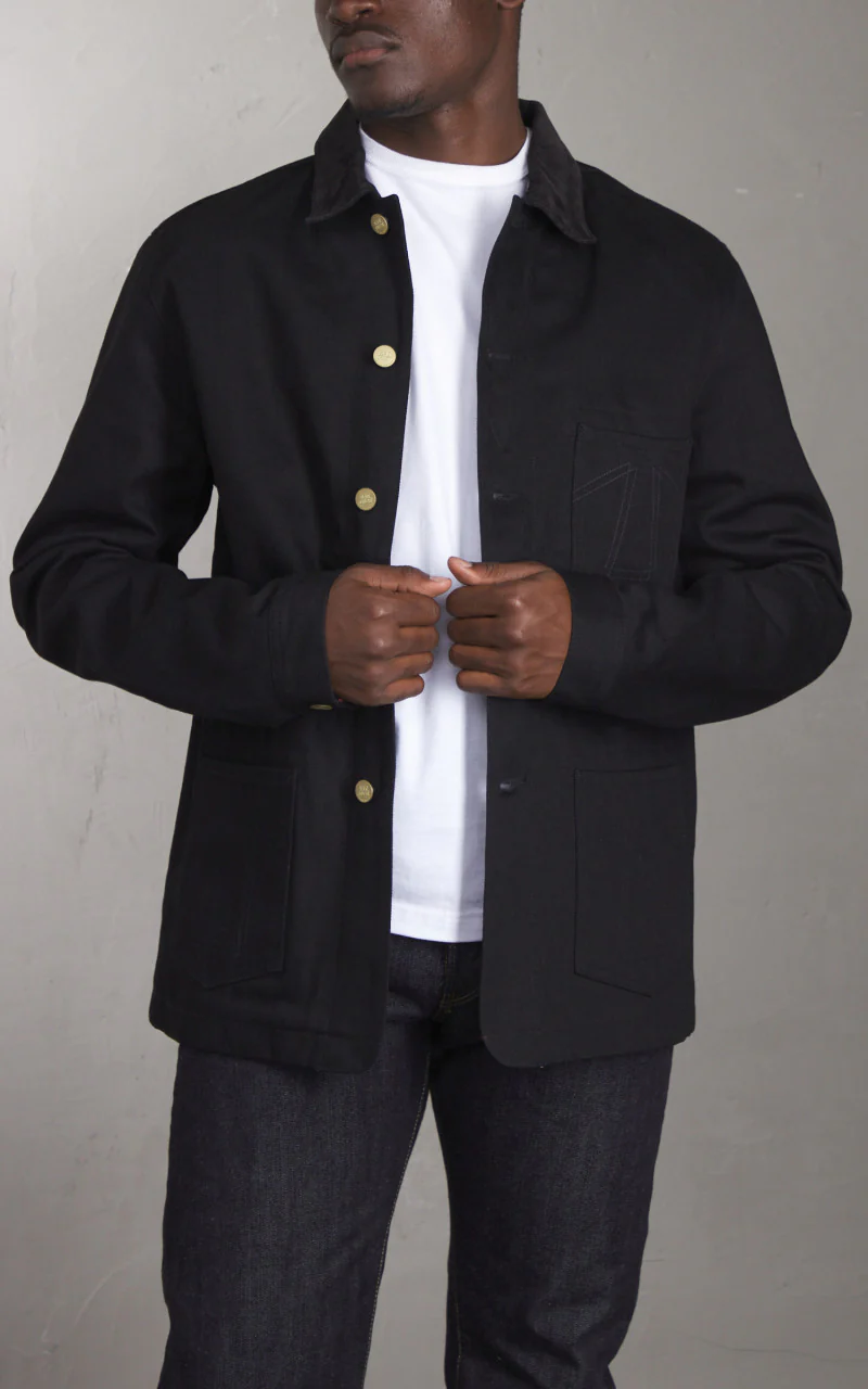 Eat Dust Fit 673 Chore Jacket Selvedge Denim Black 14oz - Image 3