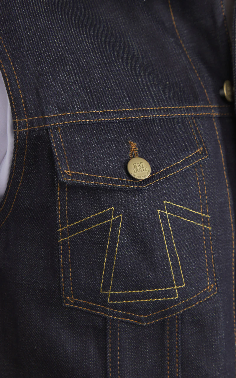 Eat Dust Fit 736 Biker Denim Vest Indigo Blue 13.75oz - Image 5