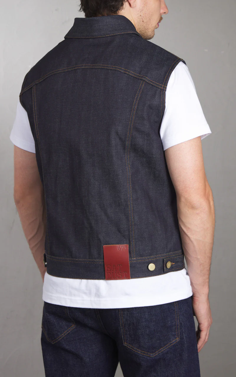 Eat Dust Fit 736 Biker Denim Vest Indigo Blue 13.75oz - Image 6