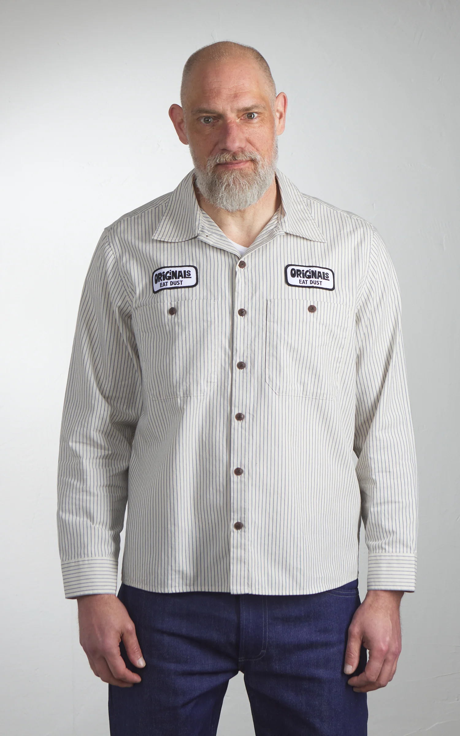 Eat Dust Pit Crew Shirt Rimini Stripes Wheat/Blue - Image 2
