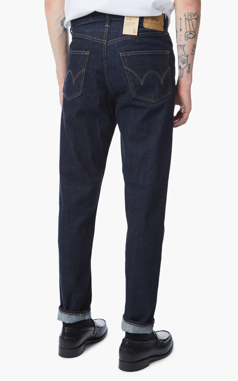Edwin Loose Tapered "Made in Japan" 14oz Kurabo Red Selvage Denim Blue Rinsed - Image 5