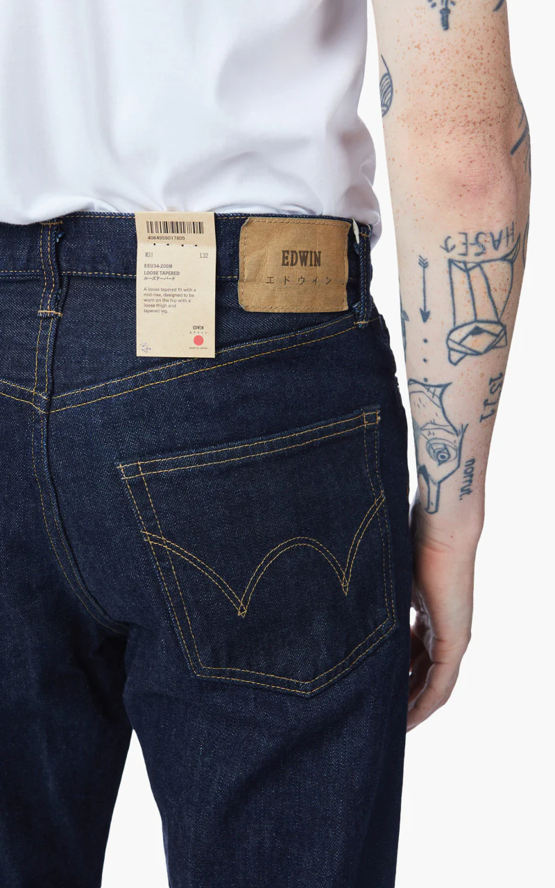Edwin Loose Tapered "Made in Japan" 14oz Kurabo Red Selvage Denim Blue Rinsed - Image 6