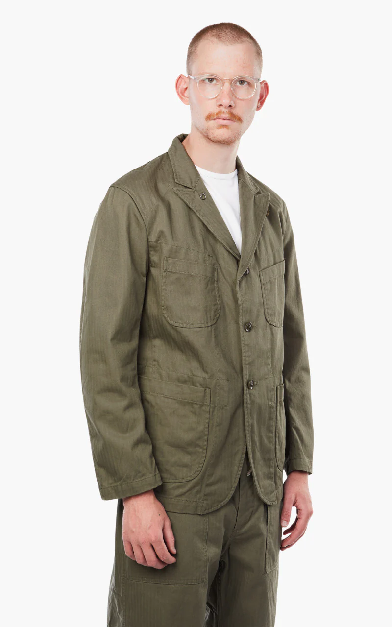 Engineered Garments Bedford Jacket Cotton Herringbone Twill Olive - Image 4