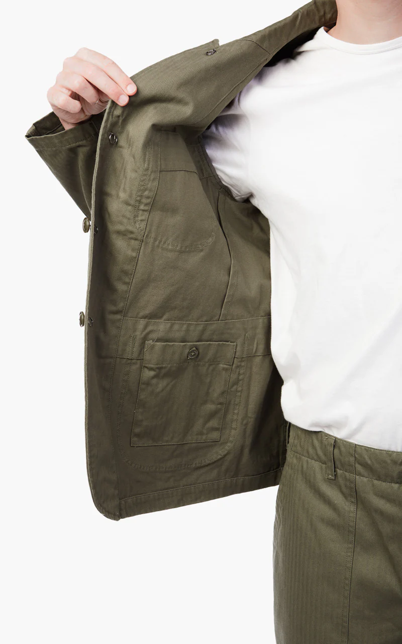 Engineered Garments Bedford Jacket Cotton Herringbone Twill Olive - Image 7