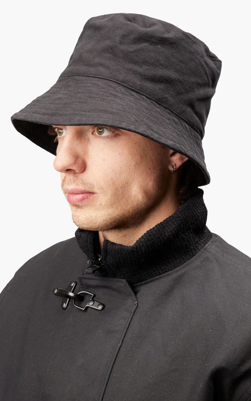Engineered Garments Bucket Hat Cotton Moleskin Black - Image 2