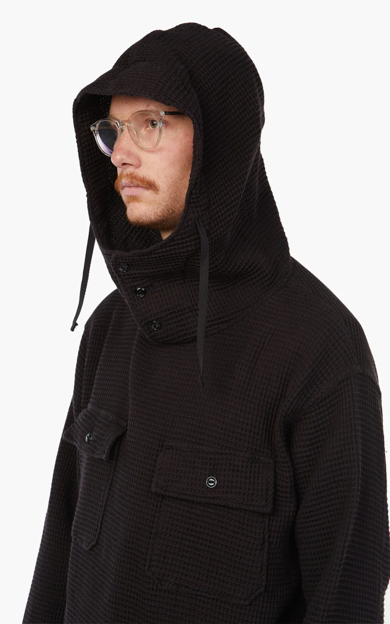Engineered Garments Cagoule Shirt Black Cotton Waffle - Image 8