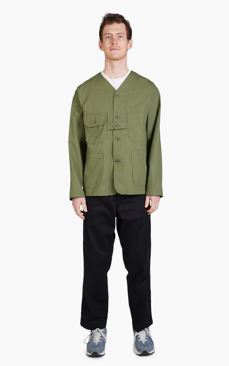 Engineered Garments Cardigan Jacket Cotton Ripstop Olive - Image 2