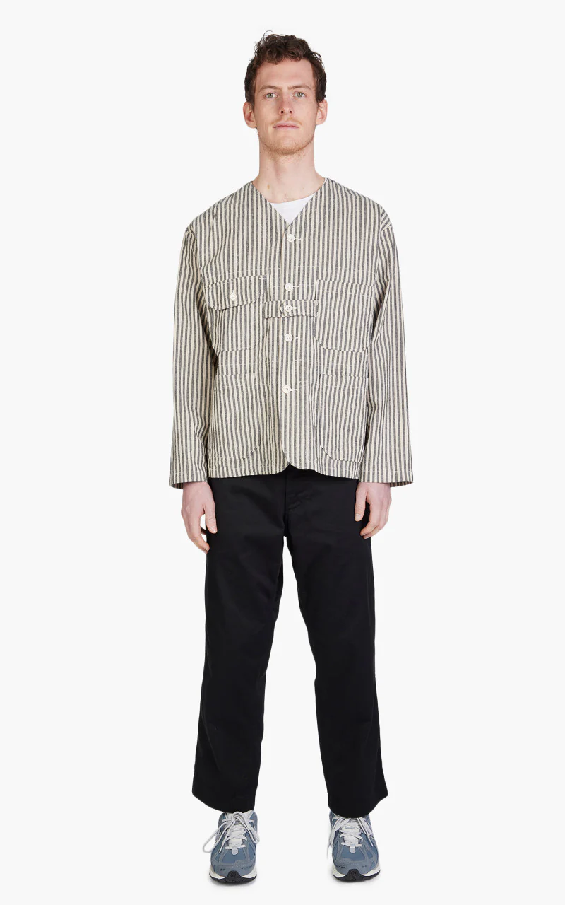 Engineered Garments Cardigan Jacket LC Stripe Natural/Black - Image 2