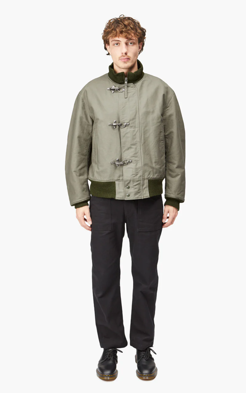 Engineered Garments Deck Jacket Cotton Double Cloth Olive - Image 2