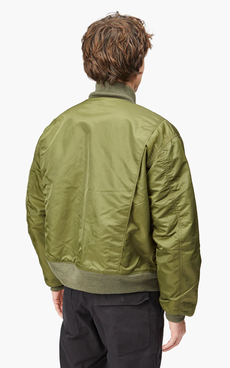 Engineered Garments Deck Jacket Flight Satin Nylon Olive - Image 5